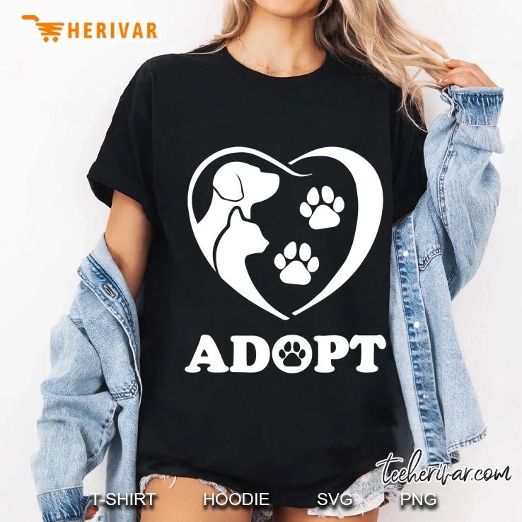 Rescue Adopt Dog Cat Paw Heart Love Pet Animal Family Gift Ladies Tee