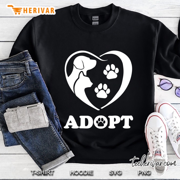 Rescue Adopt Dog Cat Paw Heart Love Pet Animal Family Gift Sweatshirt