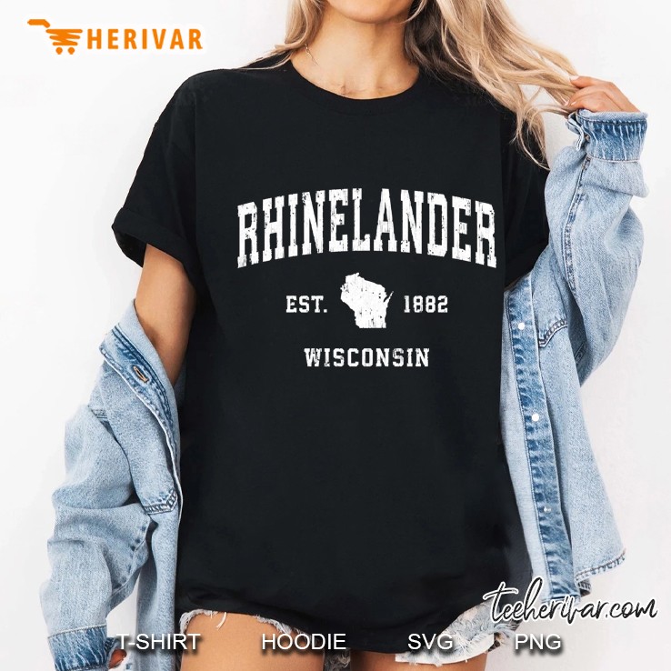 Rhinelander Wisconsin Wi Vintage Athletic Sports Design Hoodie