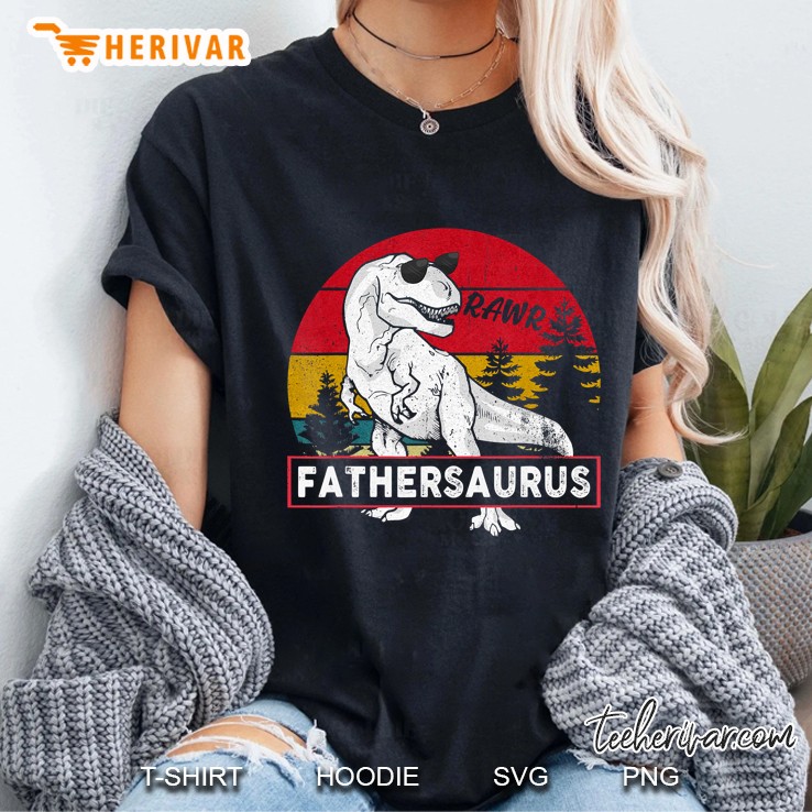 Vintage Fathersaurus Shirt Father Saurus Dinosaur Gift Men Hoodie