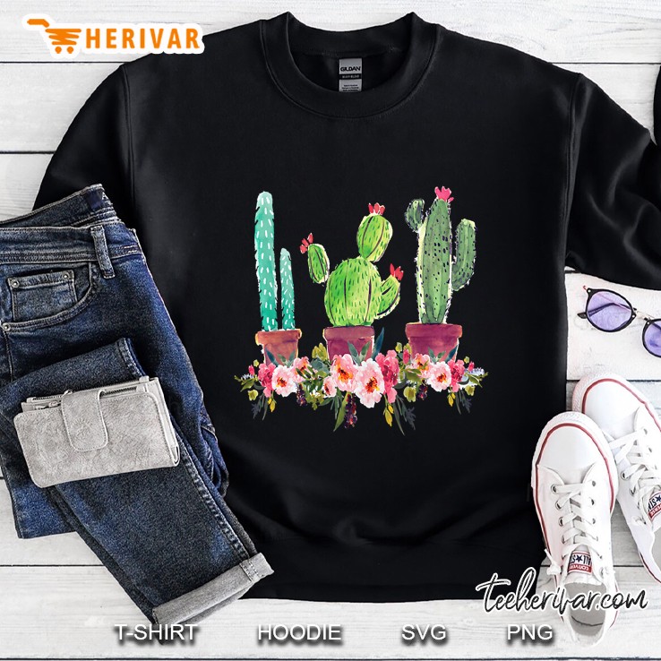 Womens Cute Blooming Cactus Flowers Cacti Succulents Lover Gift Sweatshirt