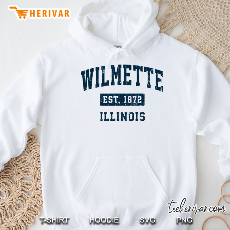 Wilmette Illinois Il Vintage Sports Design Navy Print Hoodie
