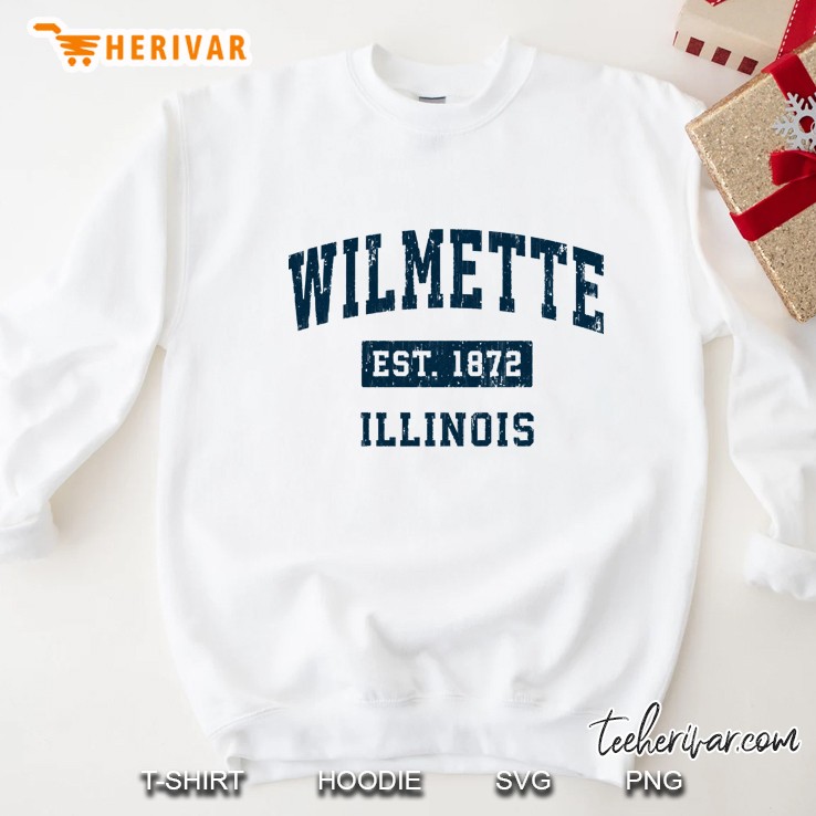 Wilmette Illinois Il Vintage Sports Design Navy Print Sweatshirt