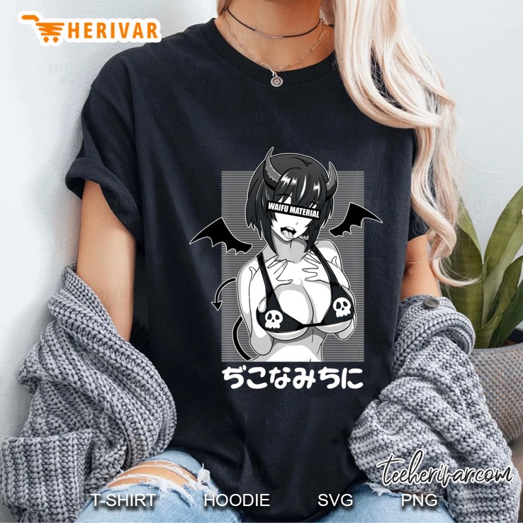 Ahegao Waifu Material Shirt Lewd Devil Anime Girl Cosplay Hoodie