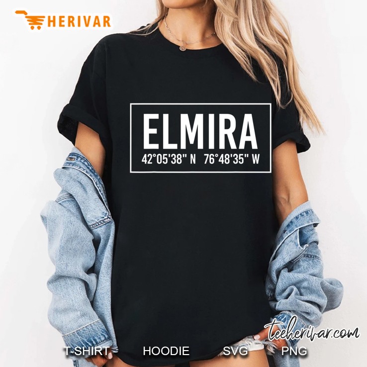 Elmira Ny New York Funny City Coordinates Home Roots Gift Ladies Tee