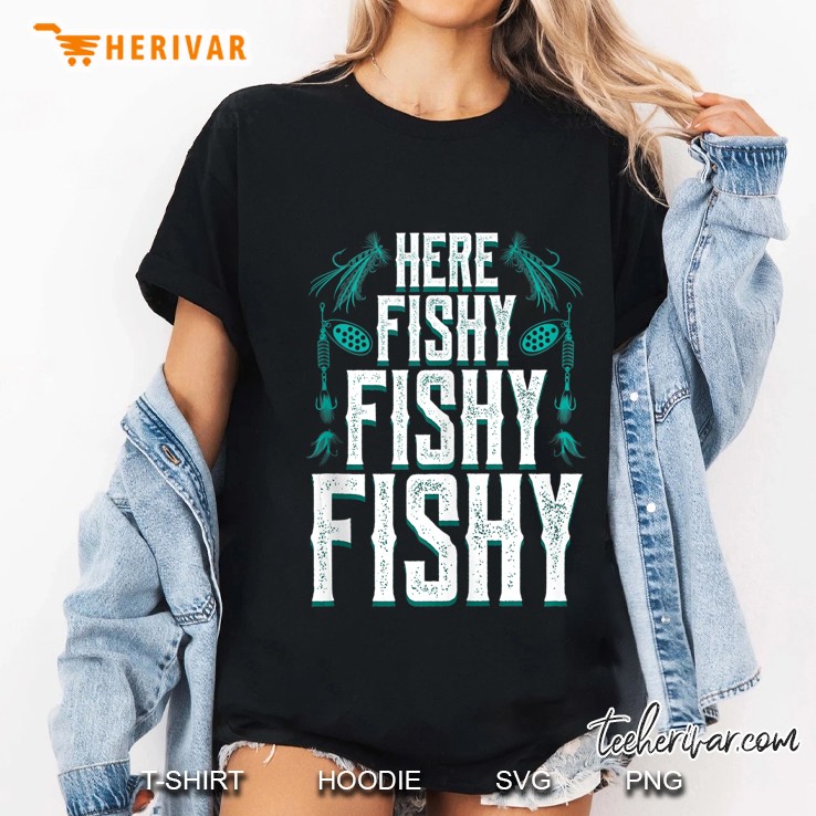 Here Fishy Fish Fishing Funny Tank Top Ladies Tee