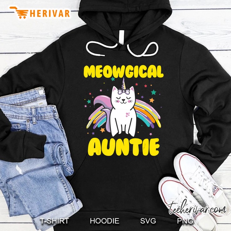 Meowgical Auntie Magical Kitty Cat Unicorn Hoodie