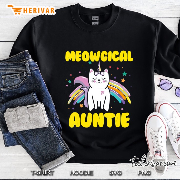 Meowgical Auntie Magical Kitty Cat Unicorn Sweatshirt