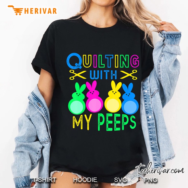 Quilting With My Peeps Funny Knitting Novelty Women Kids Hoodie