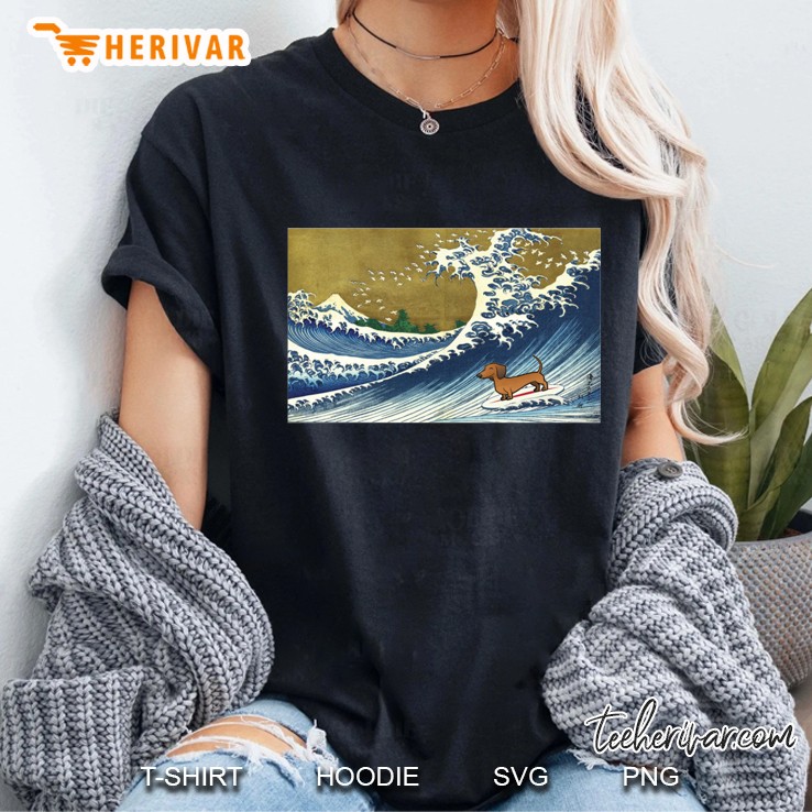 Dachshund Weiner Dog Surfing 1 Ver2 Ladies Tee