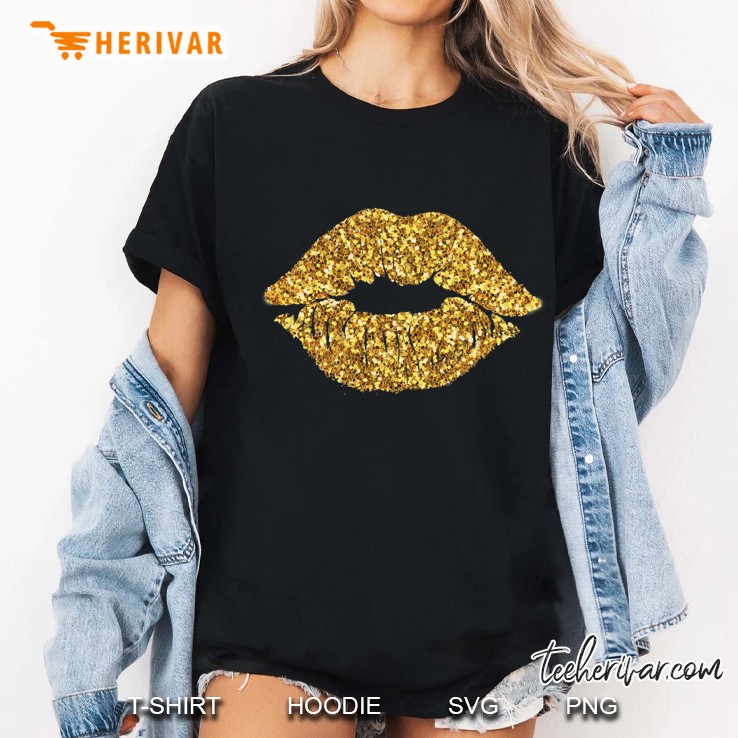 Gold Glitter Lips Hoodie