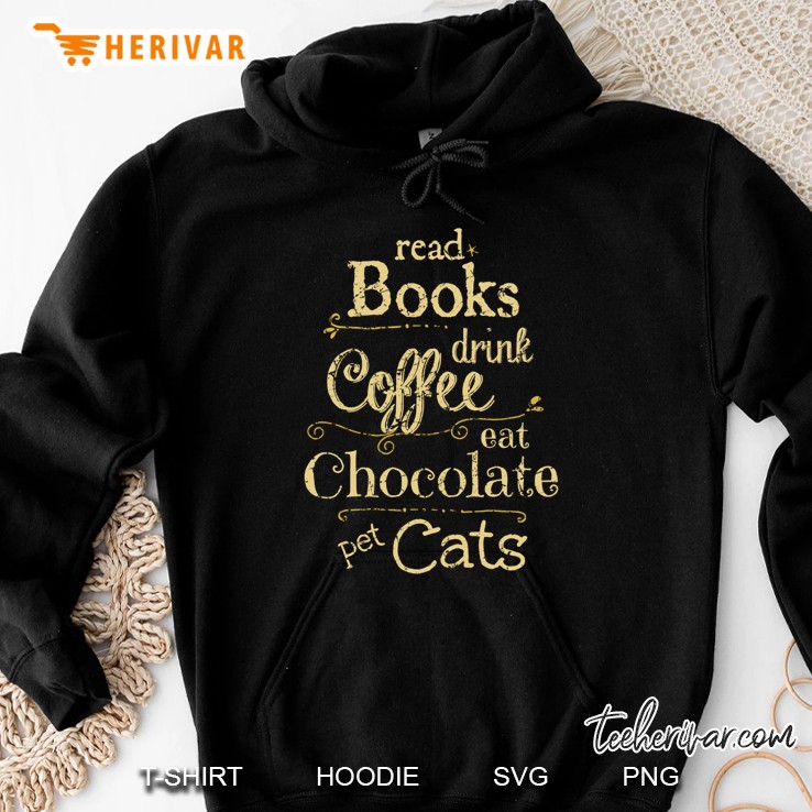 Read Books, Drink Coffee, Eat Chocolate, Pet Cats Fitted Mugs