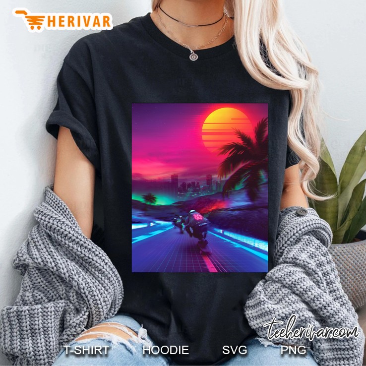 Synthwave Midnight Outrun Graphic Ladies Tee