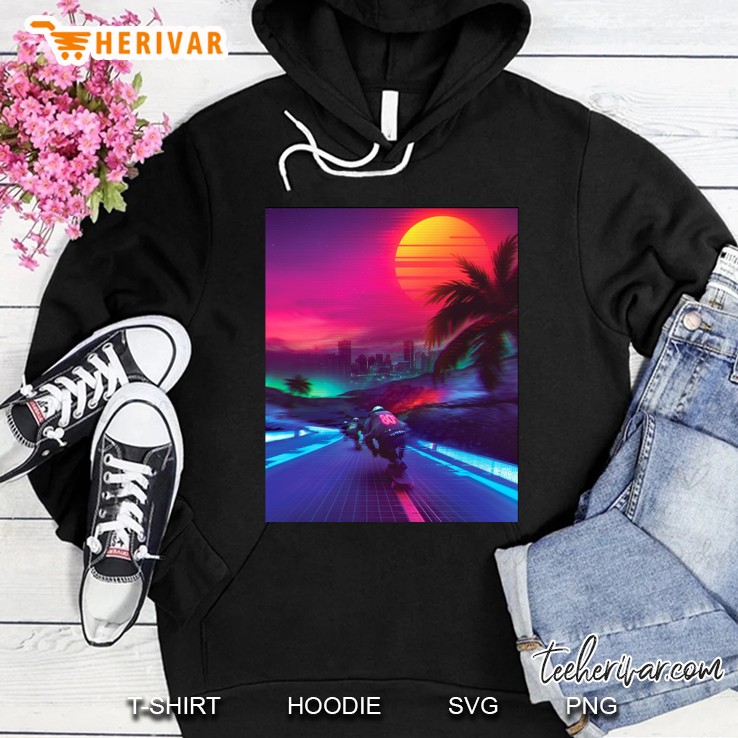 Synthwave Midnight Outrun Graphic Hoodie