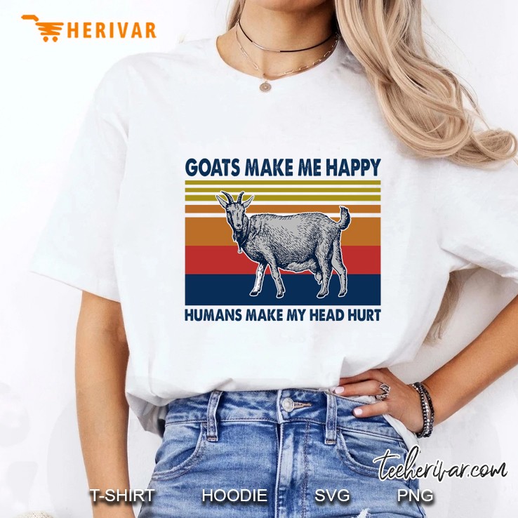 Goats Make Me Happy Humans Make My Head Hurt Vintage Version Ladies Tee