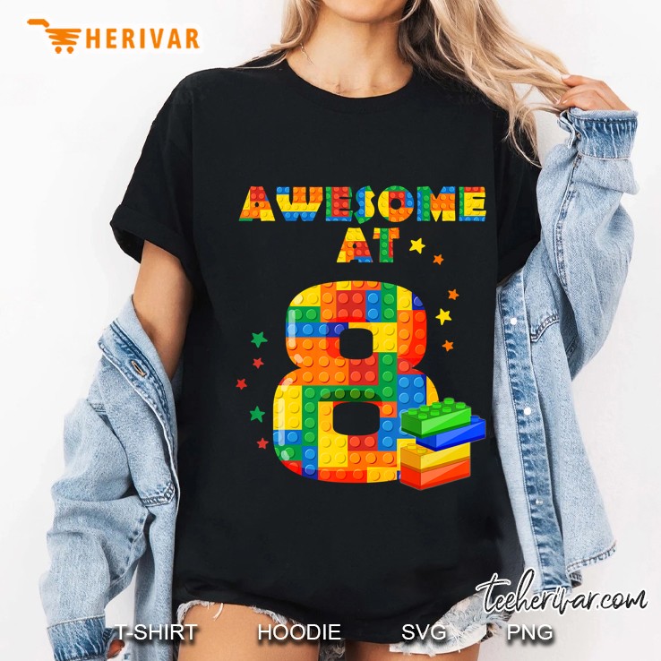 Birthday Shirt For Kids 8 Building Blocks Bricks Theme Party Hoodie