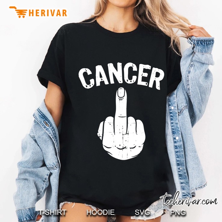Funny Middle Finger Cancer Awareness Fuck Cancer Ladies Tee