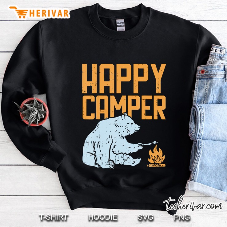 Happy Camper Bear Vacation Hiking Camp Campfire Camping Gift Sweatshirt