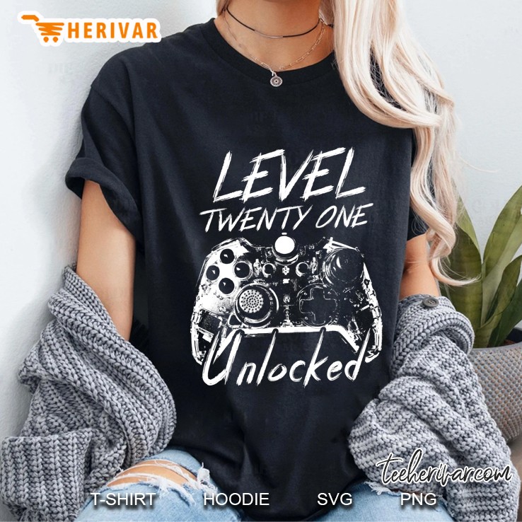 Level 21 Unlocked - 21 Year Old Gamer Funny Birthday Ladies Tee