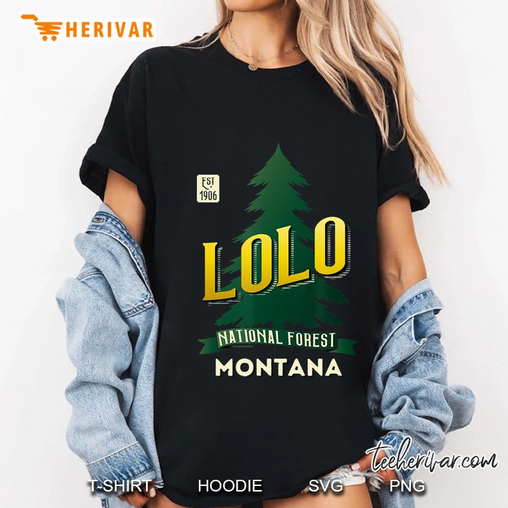 Lolo National Forest Montana Retro Logo Ladies Tee
