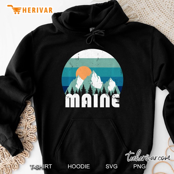 Maine State Retro Vintage Pullover Hoodie