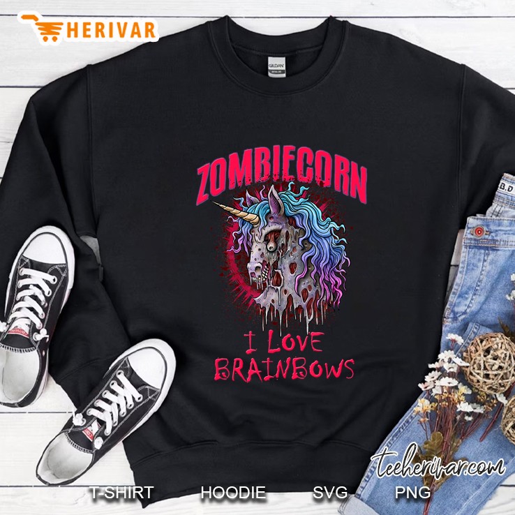 Zombie Unicorn I Love Brainbows Halloween Gothic Goth Punk Sweatshirt