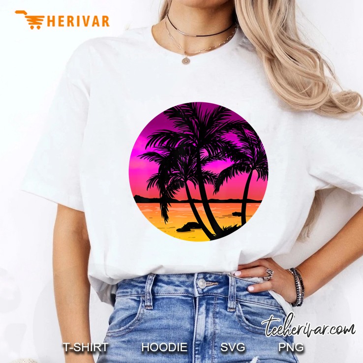 Beach Trees Retro Palm Summer Tropical Island Girls Gift Hoodie