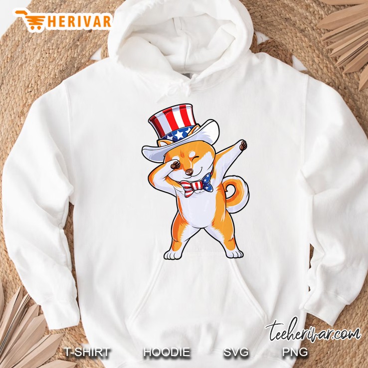 Dabbing Uncle Sam Shiba Inu 4Th Of July Kids Boys Us Hoodie