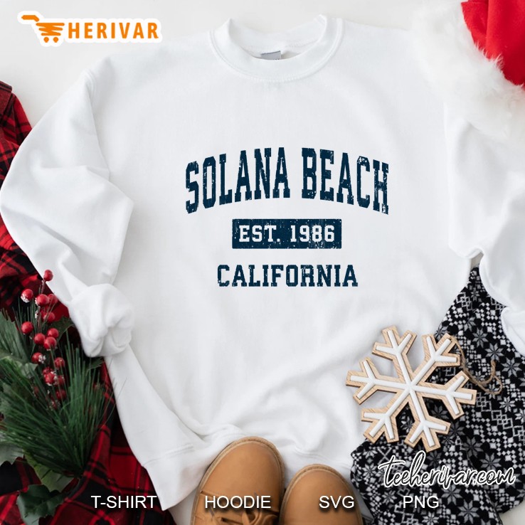 Solana Beach California Ca Vintage Sports Design Navy Print Sweatshirt