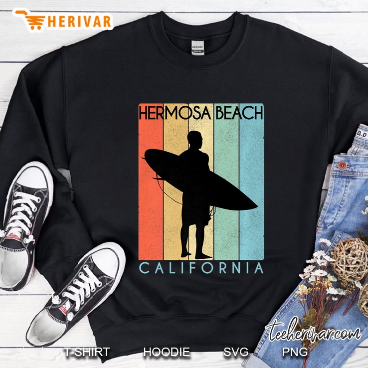 Hermosa Beach Vintage Retro 70S Throwback Surf Premium Sweatshirt