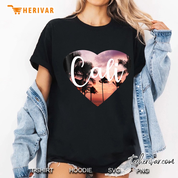 Premium California Cali Heart S Ladies Tee