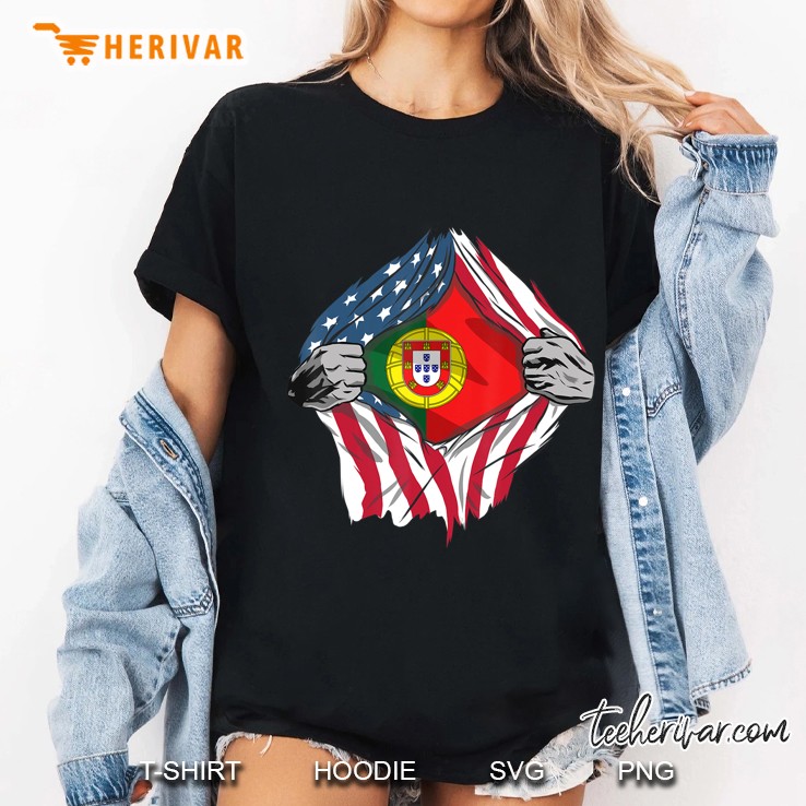 Super Portuguese Heritage American Flag Portugal Roots Gift Hoodie