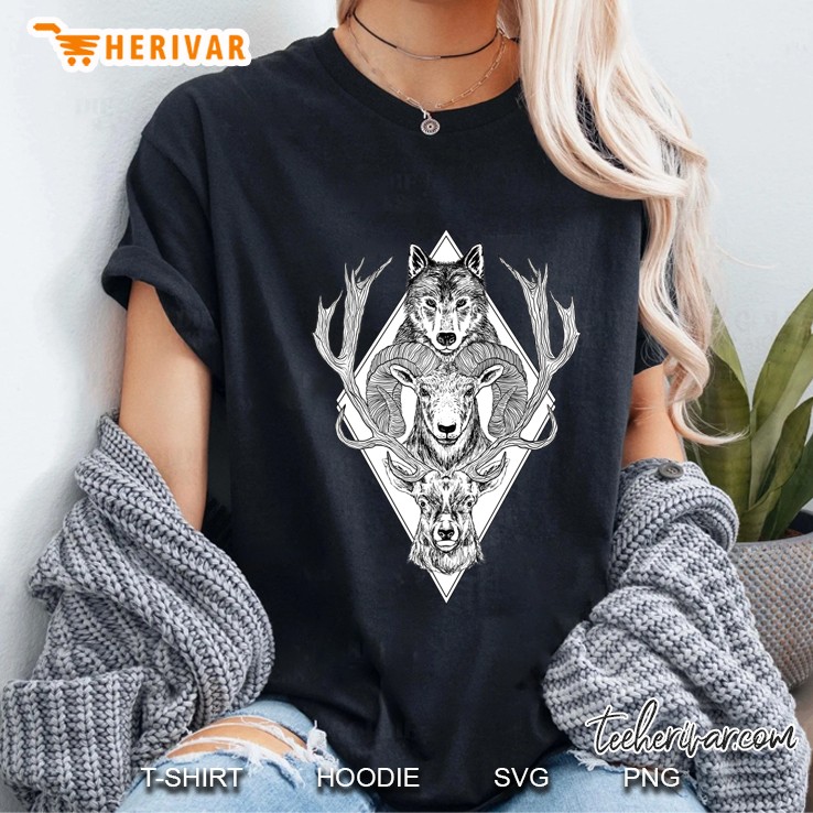 Wolf Ram Hart Hoodie