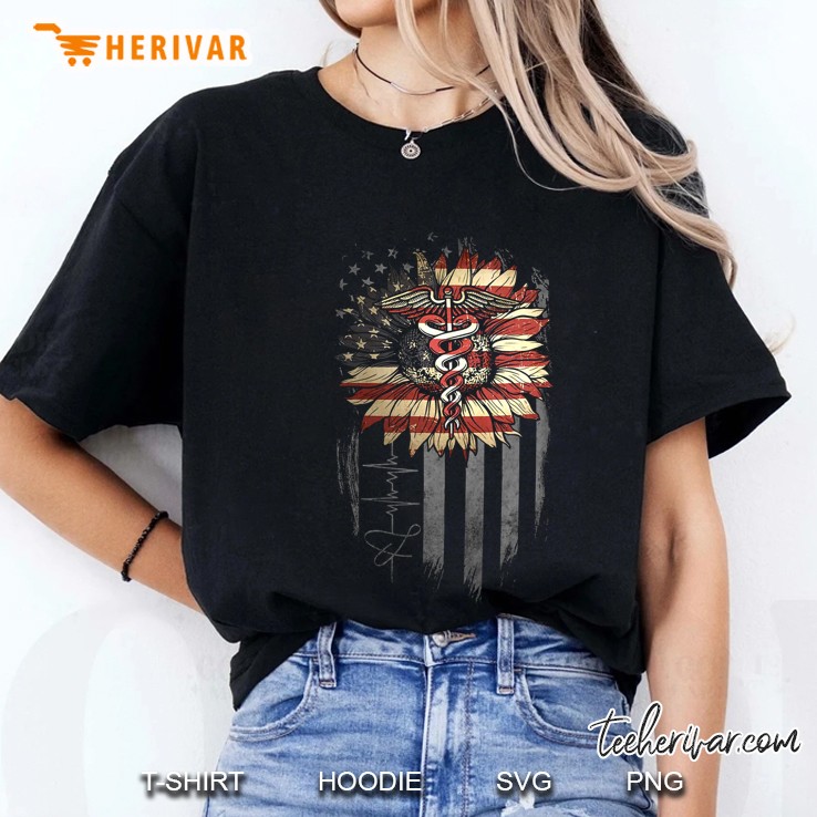 Caduceus American Flag Sunflower Hoodie