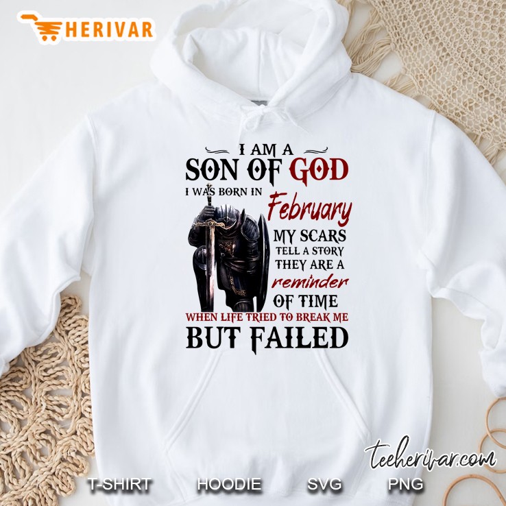 I Am A Son Of God I Was Born In February My Scars Tell A Story Kneeling Knight Version Hoodie