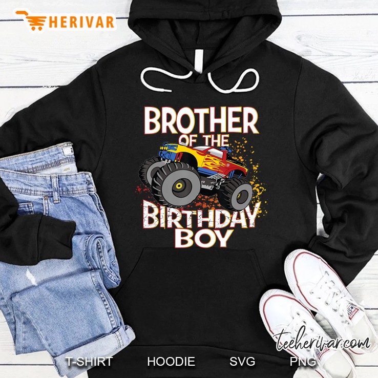 Brother Of The Birthday Boy Monster Truck Boys Party Hoodie