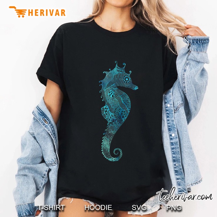 Turquoise Seahorse Ocean Design Ladies Tee