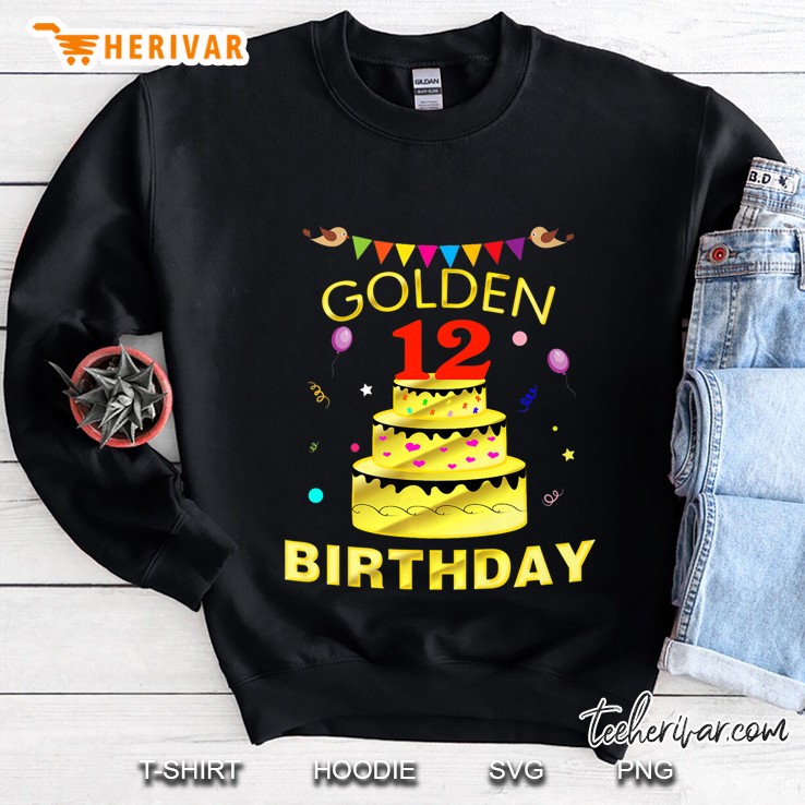 12 Years Old 12Th Golden Birthday Decorations Gif Premium Sweatshirt