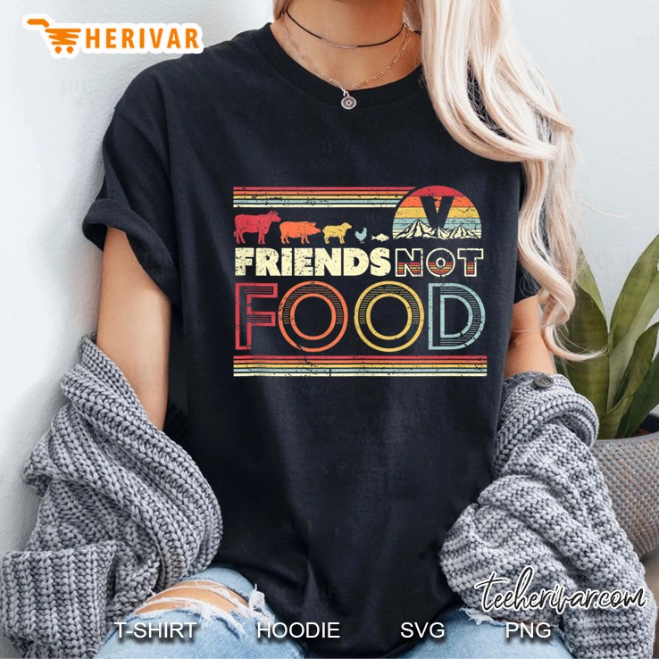 Friends Not Food, Retro Vegan, Vegetarian Ladies Tee