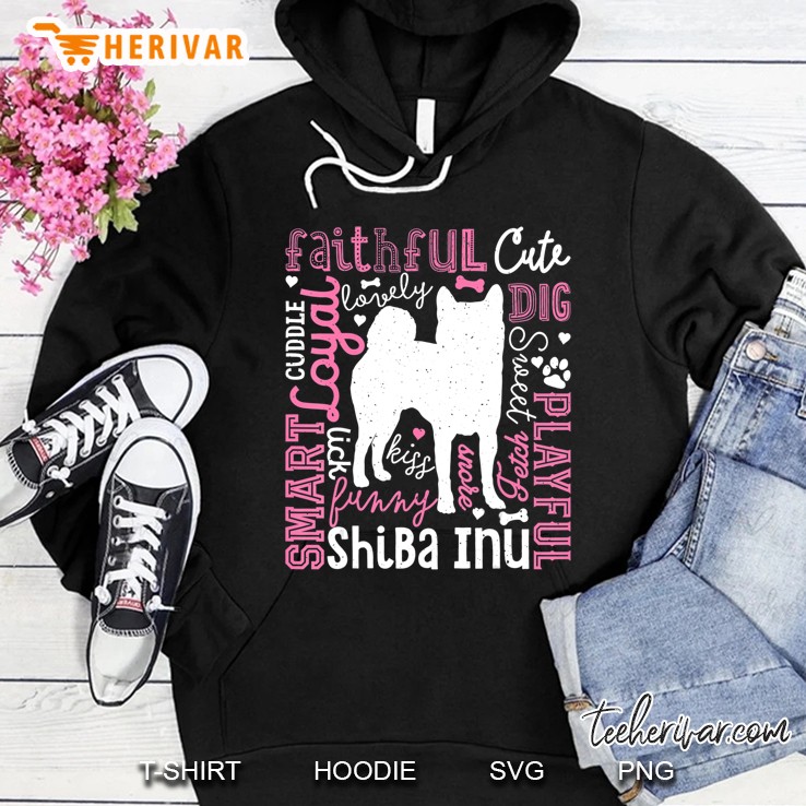 Shiba Inu Typography Funny Word Art Dog Lover Men Women Gift Hoodie