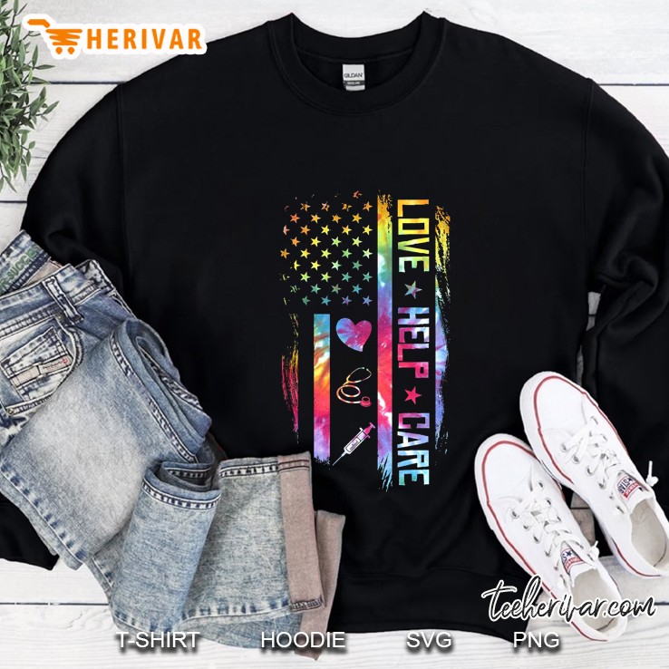 Love Help Care Colorfull American Flag Version Sweatshirt