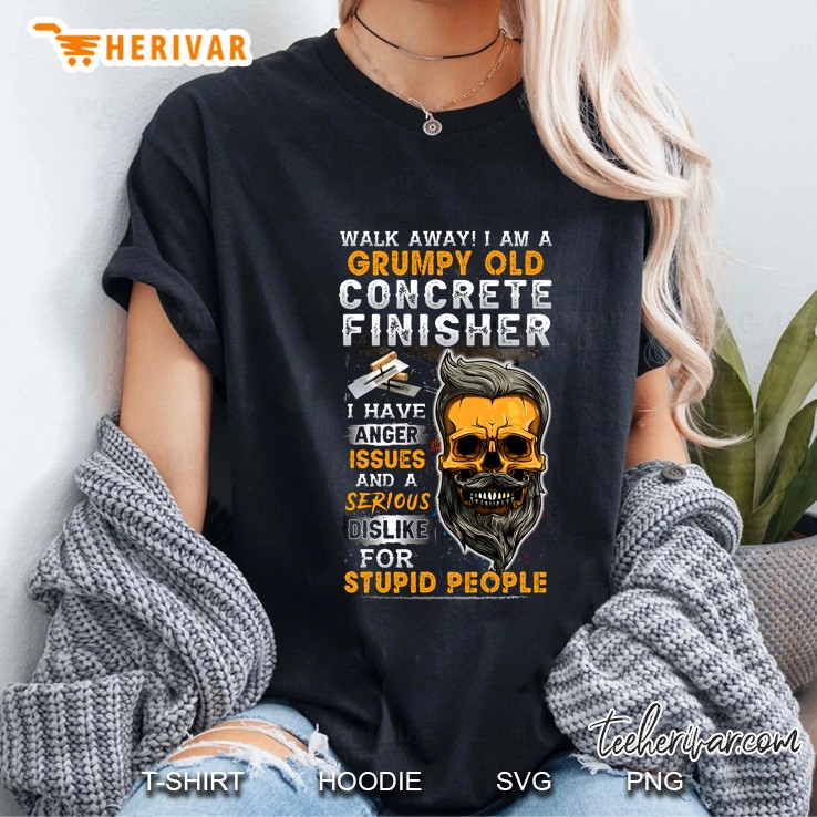 Walk Away I Am A Grumpy Old Concrete Finisher Beard Skull Version Ladies Tee