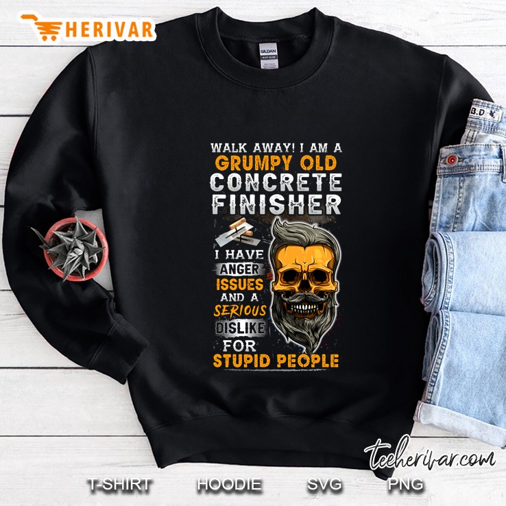 Walk Away I Am A Grumpy Old Concrete Finisher Beard Skull Version Sweatshirt