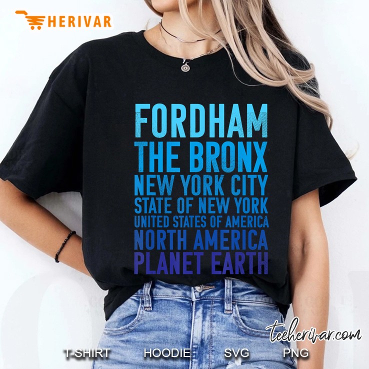 Fordham Shirt The Bronx New York Planet Earth Bronx Tshirt Ladies Tee