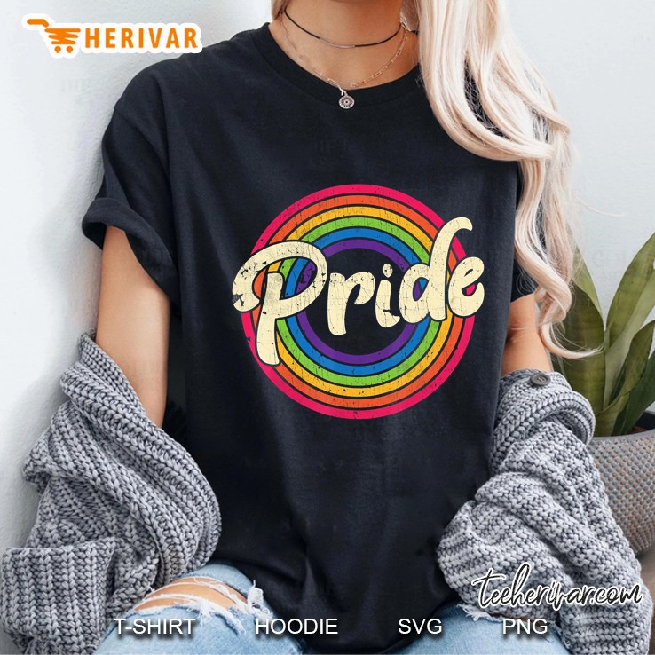 Gay Pride Vintage Lgbt Rainbow Flag Lesbian Bisexual Trans Ladies Tee