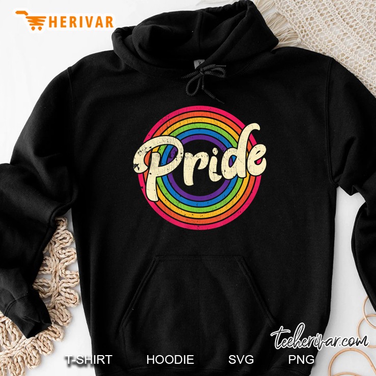 Gay Pride Vintage Lgbt Rainbow Flag Lesbian Bisexual Trans Hoodie