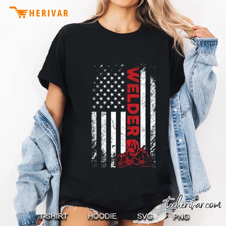 Welder Gifts Men Dad American Flag Welder Welding Gifts Ladies Tee