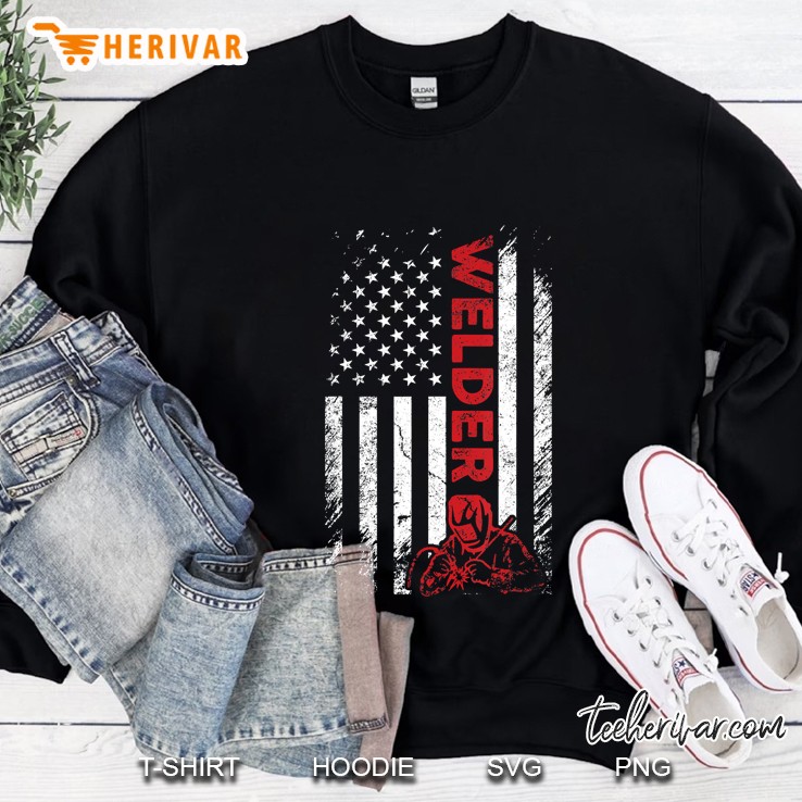 Welder Gifts Men Dad American Flag Welder Welding Gifts Sweatshirt