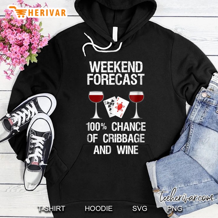 Cribbage - Funny Cribbage And Wine Forecast Hoodie