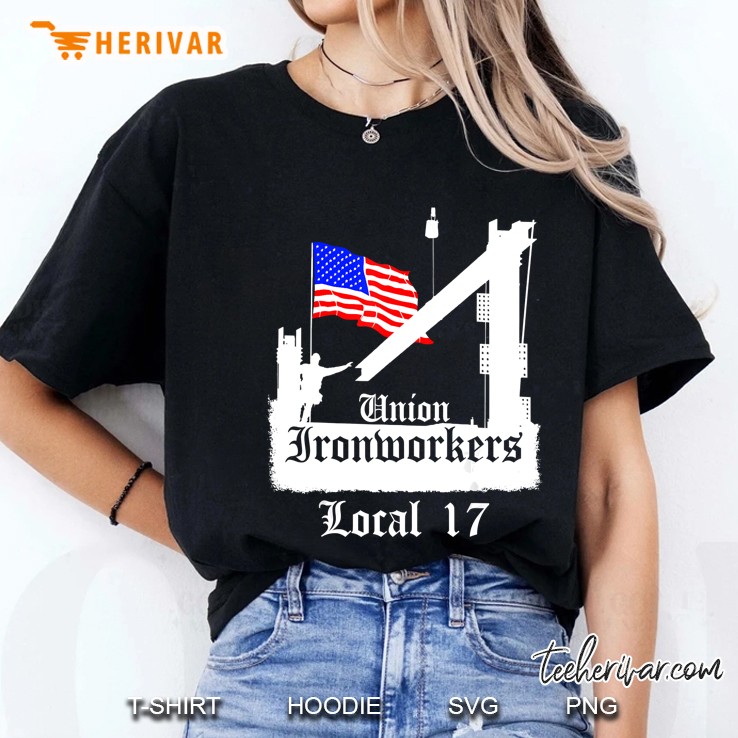 Union Ironworkers Local 17 American Flag Cleveland Ohio Ladies Tee